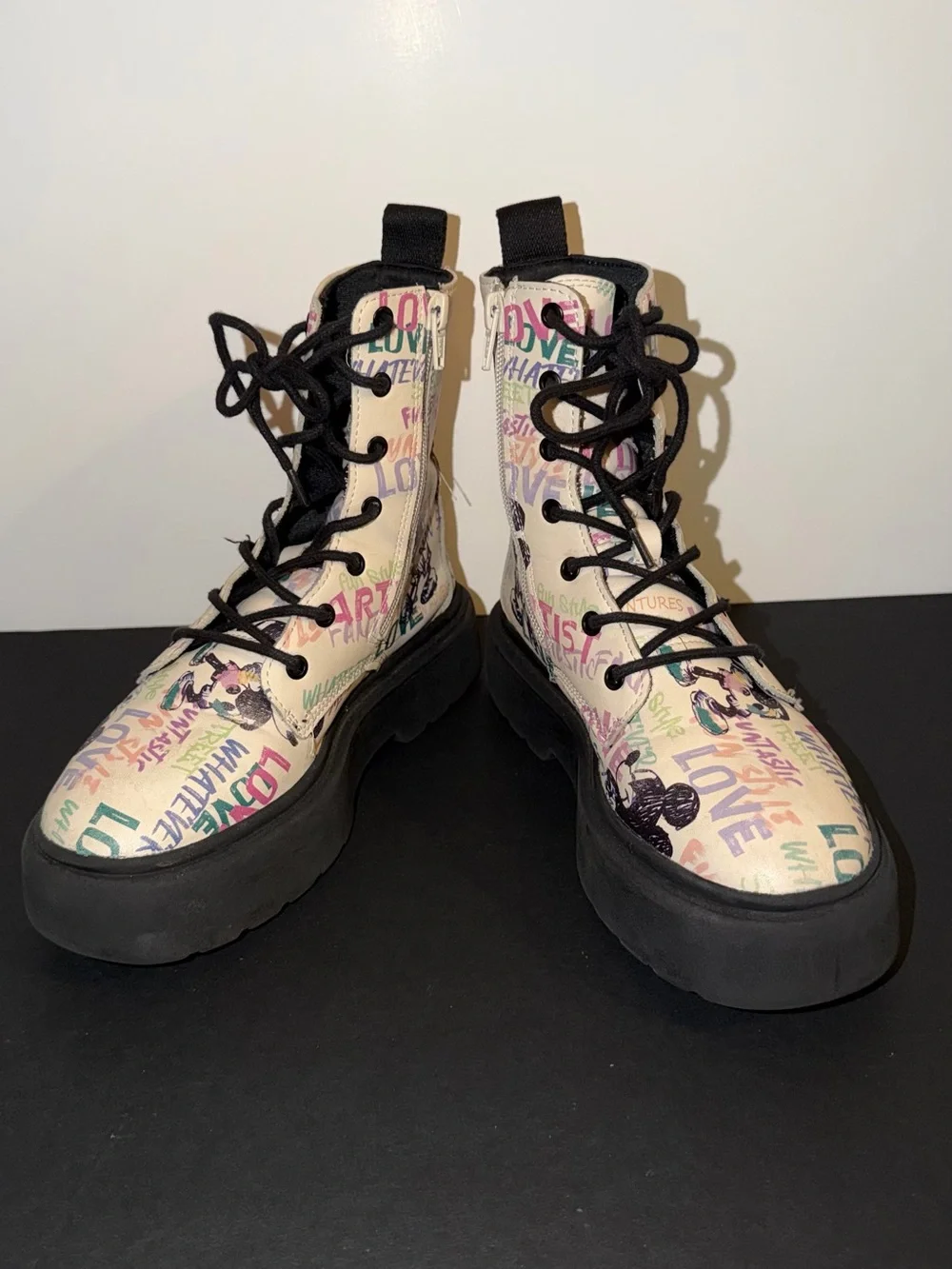 ZARA DISNEY Kids Combat Boots, Size 1.5 (34EU)